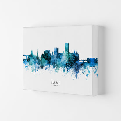 Durham England Skyline Blue City Name  by Michael Tompsett Canvas