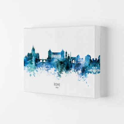 Rome Italy Skyline Blue City Name Print by Michael Tompsett Canvas