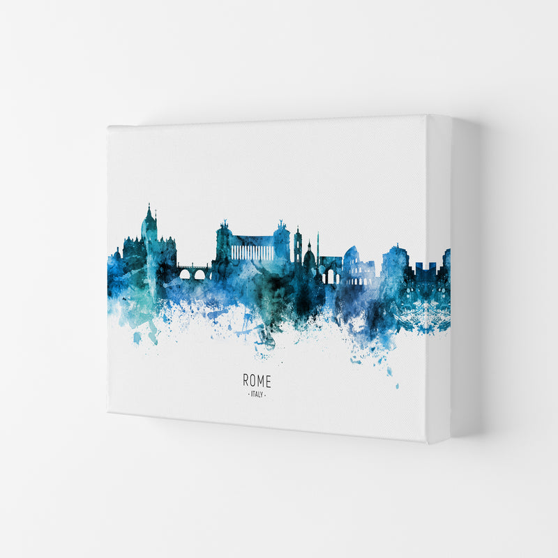 Rome Italy Skyline Blue City Name Print by Michael Tompsett Canvas