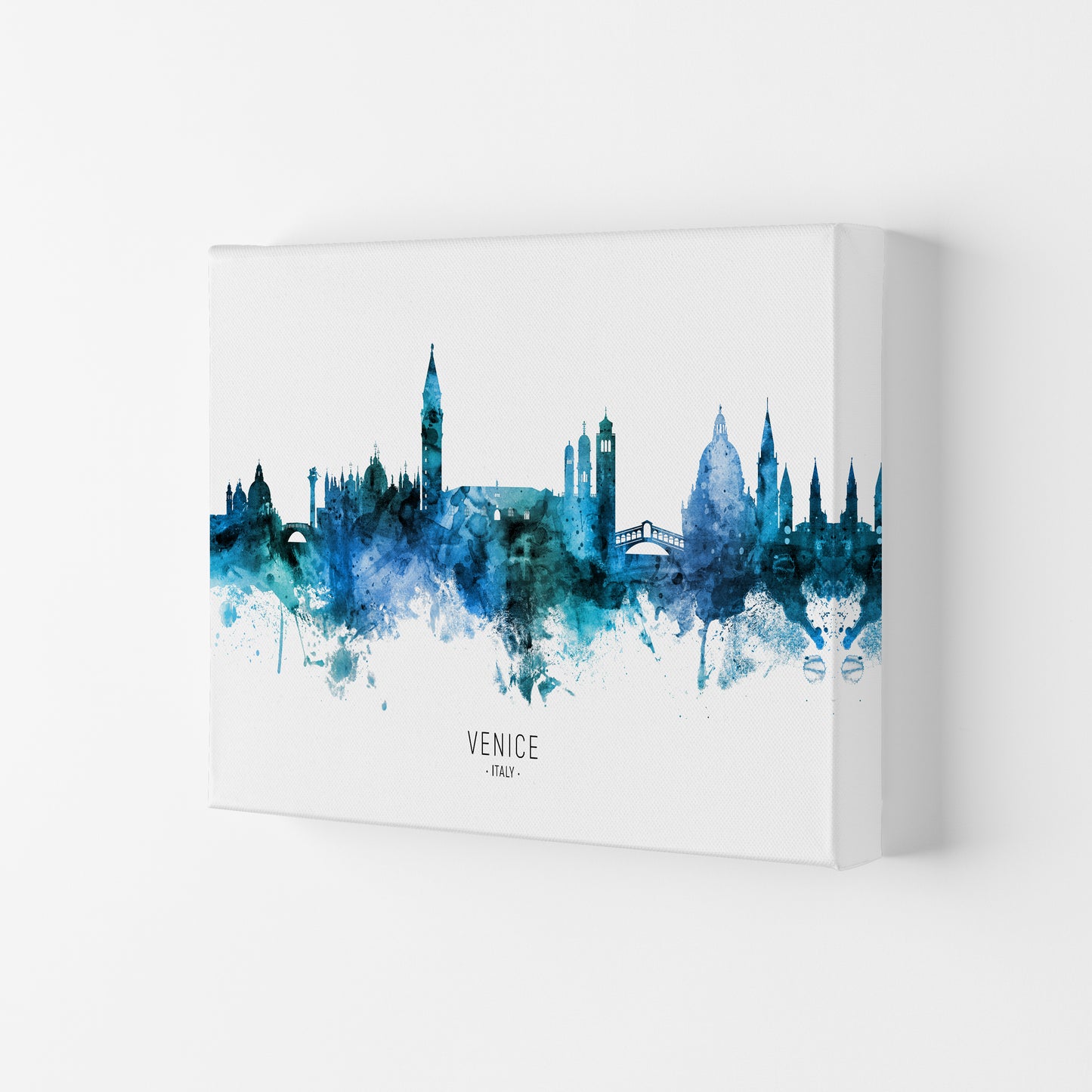 Venice Italy Skyline Blue City Name Print by Michael Tompsett Canvas