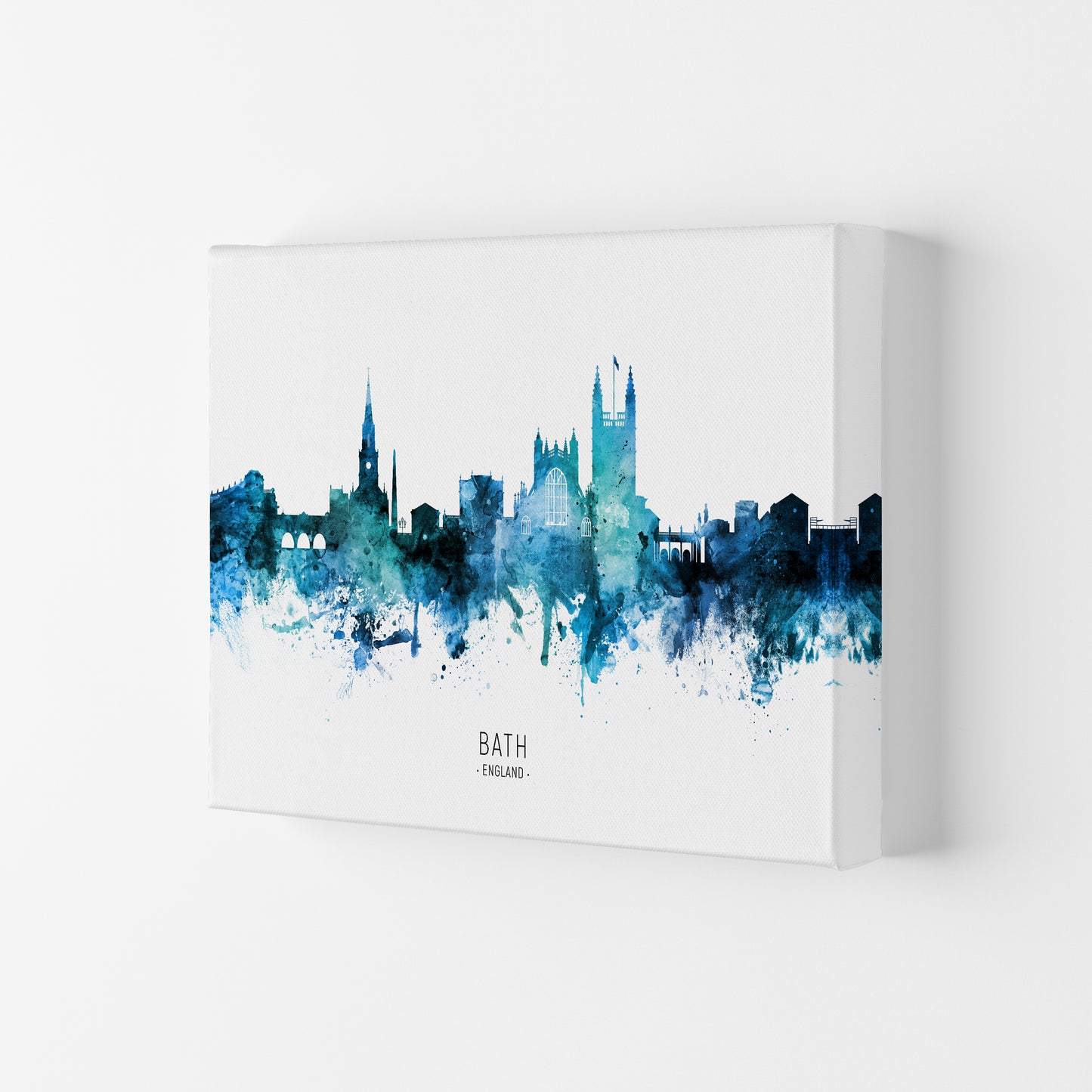Bath England Skyline Blue City Name Print by Michael Tompsett Canvas