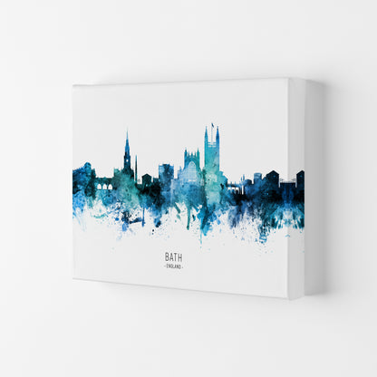 Bath England Skyline Blue City Name Print by Michael Tompsett Canvas
