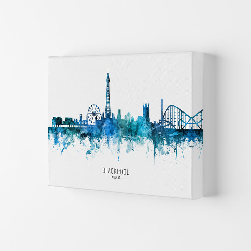Blackpool England Skyline Blue City Name  by Michael Tompsett Canvas