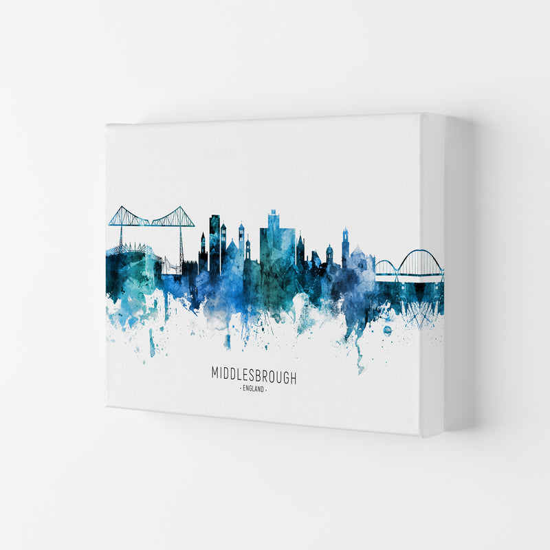 Middlesbrough England Skyline Blue City Name  by Michael Tompsett Canvas