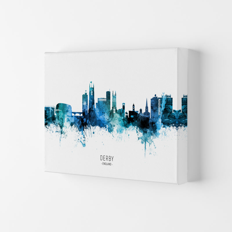 Derby England Skyline Blue City Name  by Michael Tompsett Canvas
