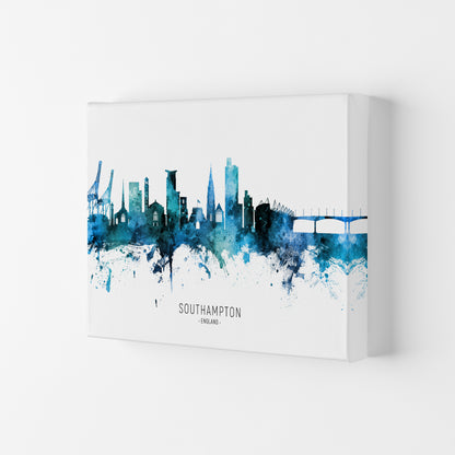 Southampton England Skyline Blue City Name  by Michael Tompsett Canvas