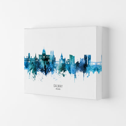 Galway Ireland Skyline Blue City Name  by Michael Tompsett Canvas