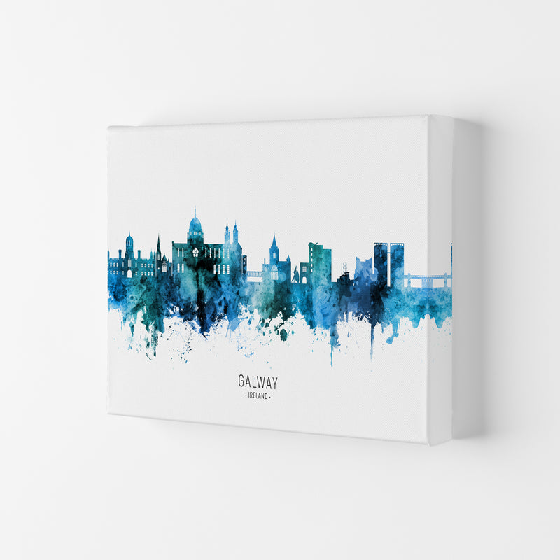Galway Ireland Skyline Blue City Name  by Michael Tompsett Canvas
