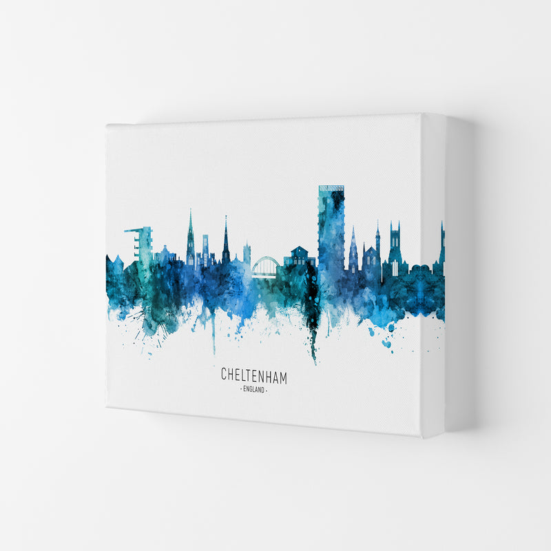 Cheltenham England Skyline Blue City Name  by Michael Tompsett Canvas