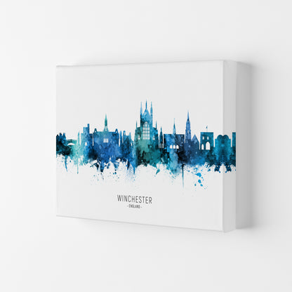 Winchester England Skyline Blue City Name  by Michael Tompsett Canvas