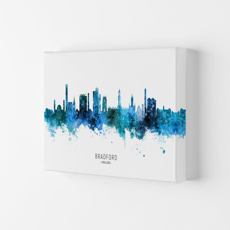 Bradford England Skyline Blue City Name  by Michael Tompsett Canvas