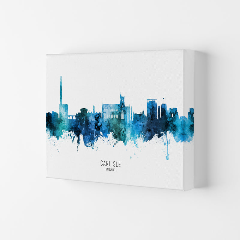 Carlisle England Skyline Blue City Name  by Michael Tompsett Canvas