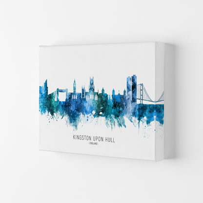 Kingston Upon Hull England Skyline Blue City Name  by Michael Tompsett Canvas