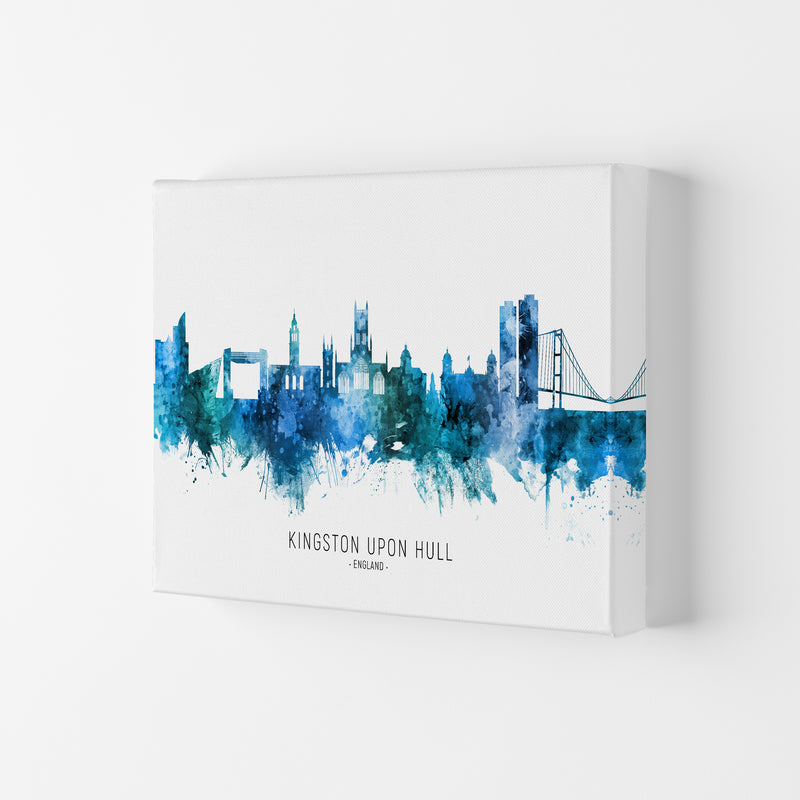 Kingston Upon Hull England Skyline Blue City Name  by Michael Tompsett Canvas