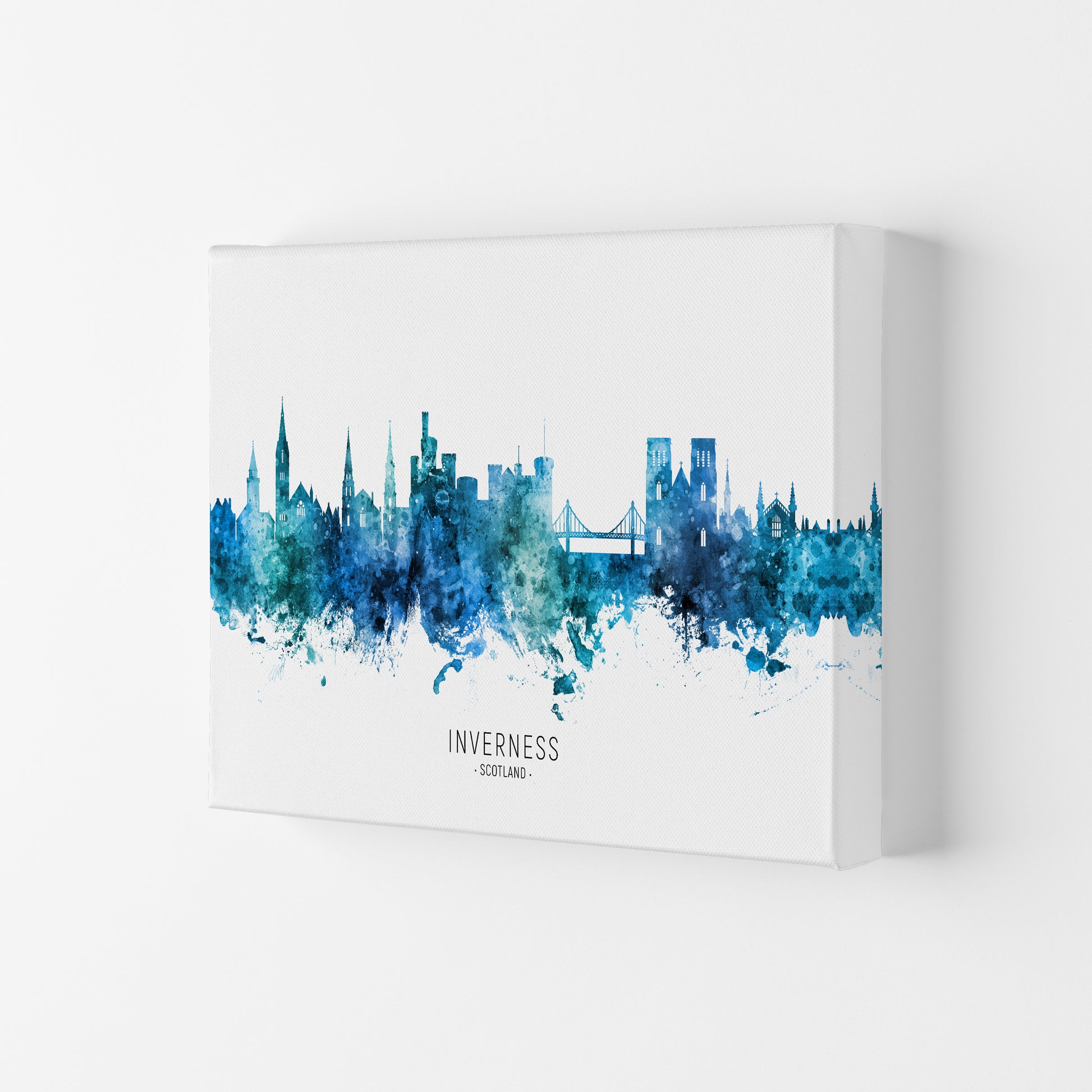 Inverness Scotland Skyline Blue City Name  by Michael Tompsett Canvas