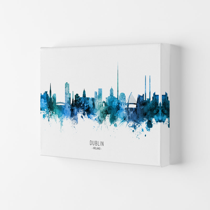 Dublin Ireland Skyline Blue City Name  by Michael Tompsett Canvas