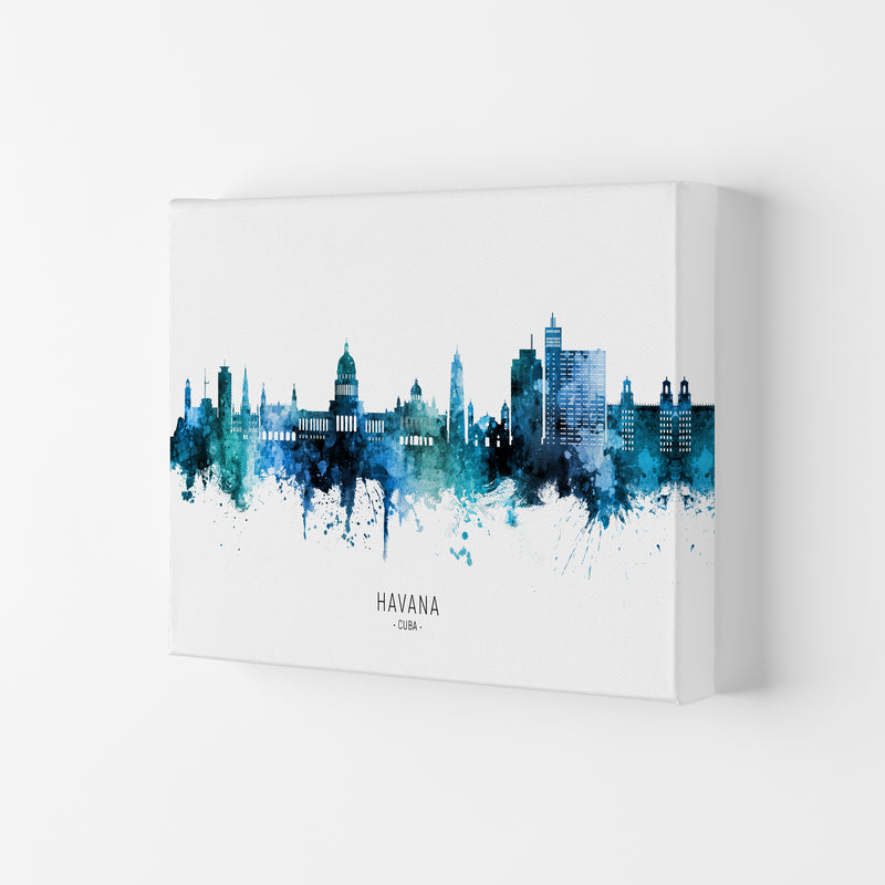 Havana Cuba Skyline Blue City Name Print by Michael Tompsett Canvas