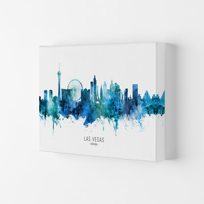 Las Vegas Nevada Skyline Blue City Name  by Michael Tompsett Canvas