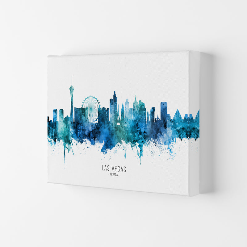Las Vegas Nevada Skyline Blue City Name  by Michael Tompsett Canvas