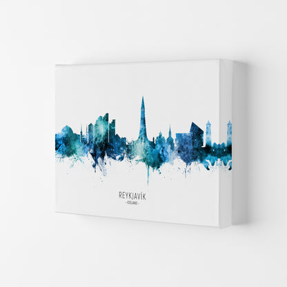 Reykjavik Iceland Skyline Blue City Name  by Michael Tompsett Canvas