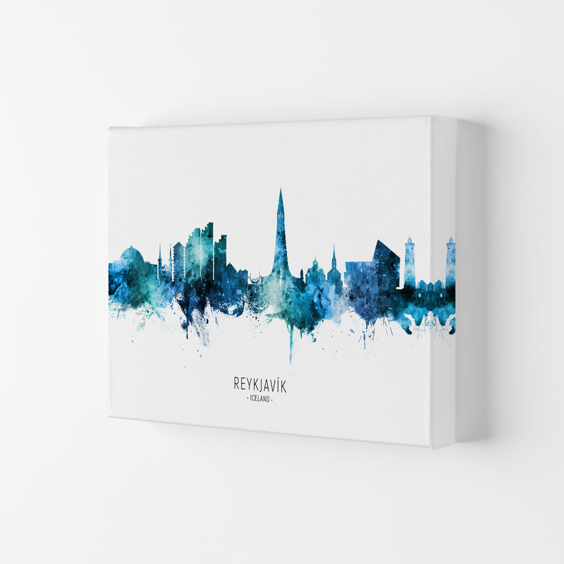 Reykjavik Iceland Skyline Blue City Name  by Michael Tompsett Canvas