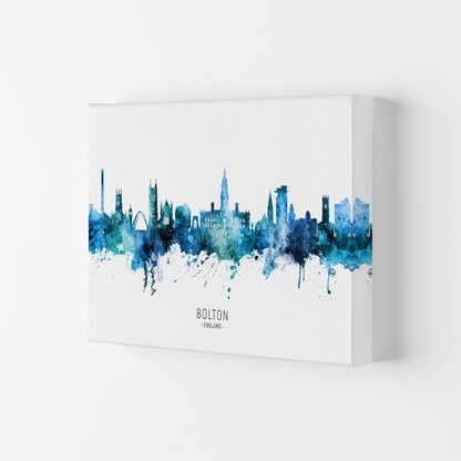Bolton England Skyline Blue City Name  by Michael Tompsett Canvas