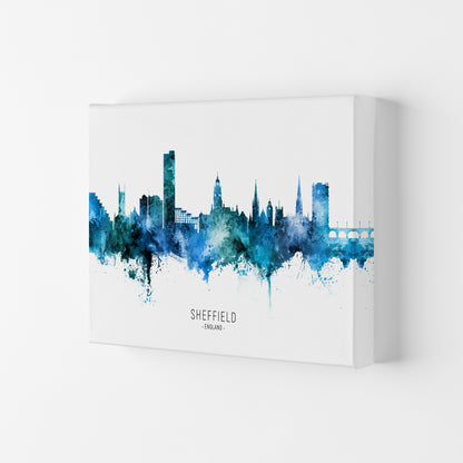 Sheffield England Skyline Blue City Name  by Michael Tompsett Canvas