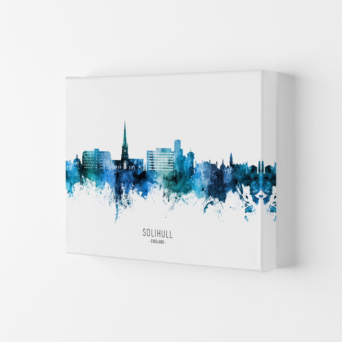Solihull England Skyline Blue City Name  by Michael Tompsett Canvas