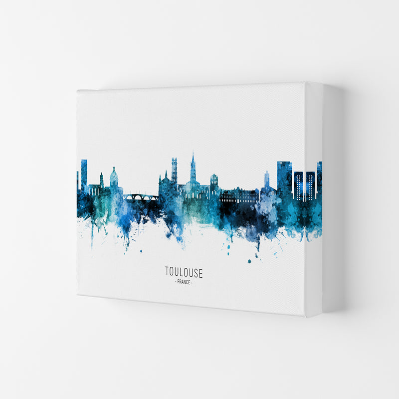 Toulouse France Skyline Blue City Name  by Michael Tompsett Canvas