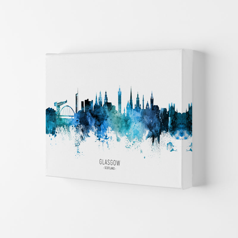 Glasgow Scotland Skyline Blue City Name  by Michael Tompsett Canvas