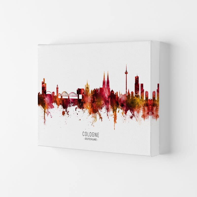 Cologne Deutschland Skyline Red City Name  by Michael Tompsett Canvas