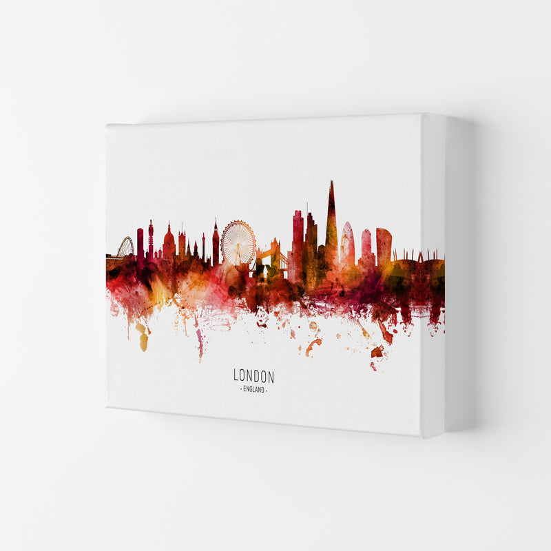 London England Skyline Red City Name  by Michael Tompsett Canvas