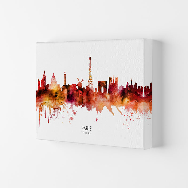 Paris France Skyline Red City Name Print by Michael Tompsett Canvas
