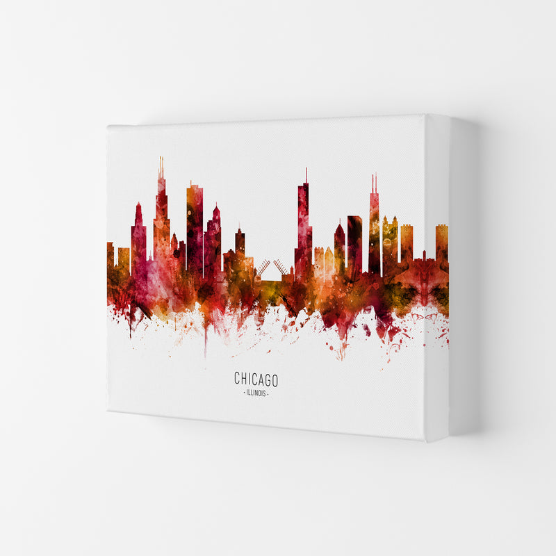 Chicago Illinois Skyline Red City Name  by Michael Tompsett Canvas