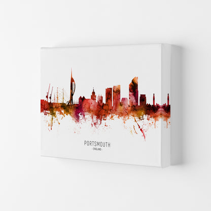 Portsmouth England Skyline Red City Name  by Michael Tompsett Canvas