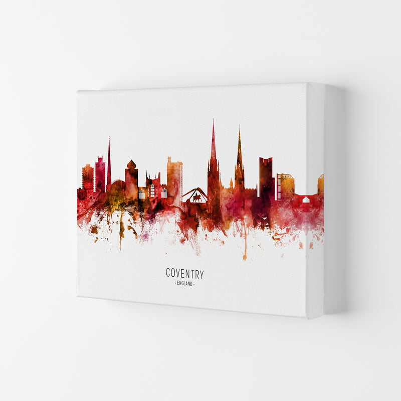 Coventry England Skyline Red City Name  by Michael Tompsett Canvas