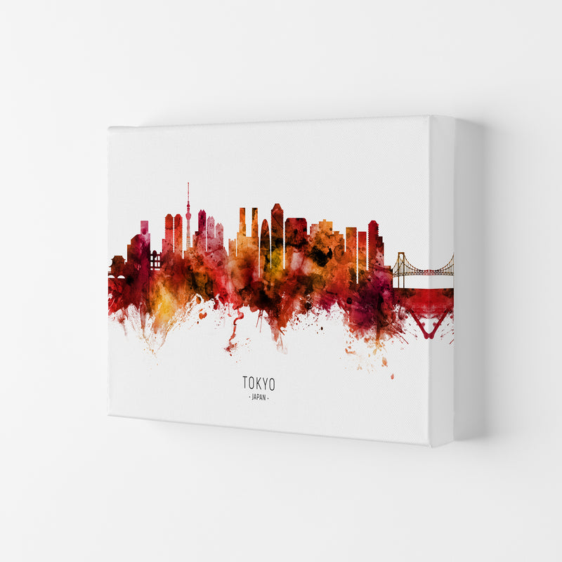 Tokyo Japan Skyline Red City Name Print by Michael Tompsett Canvas