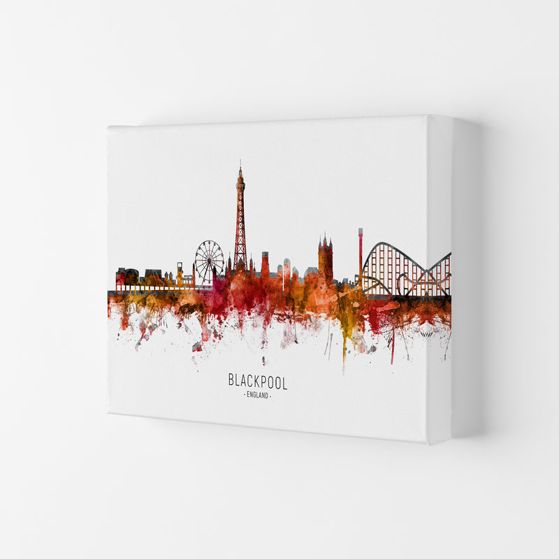 Blackpool England Skyline Red City Name  by Michael Tompsett Canvas