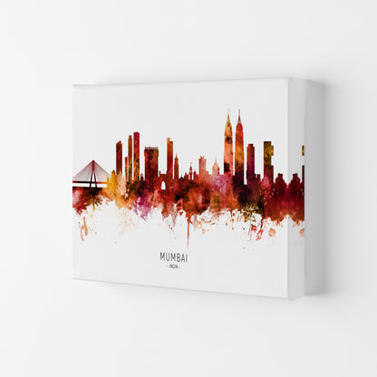 Mumbai India Skyline Red City Name Print by Michael Tompsett Canvas