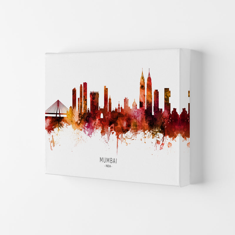 Mumbai India Skyline Red City Name Print by Michael Tompsett Canvas