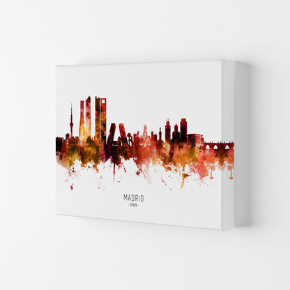 Madrid Spain Skyline Red City Name Print by Michael Tompsett Canvas