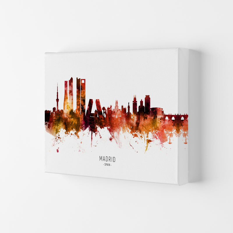 Madrid Spain Skyline Red City Name Print by Michael Tompsett Canvas