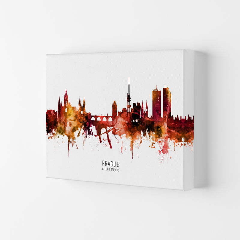 Prague Czech Republic Skyline Red City Name  by Michael Tompsett Canvas