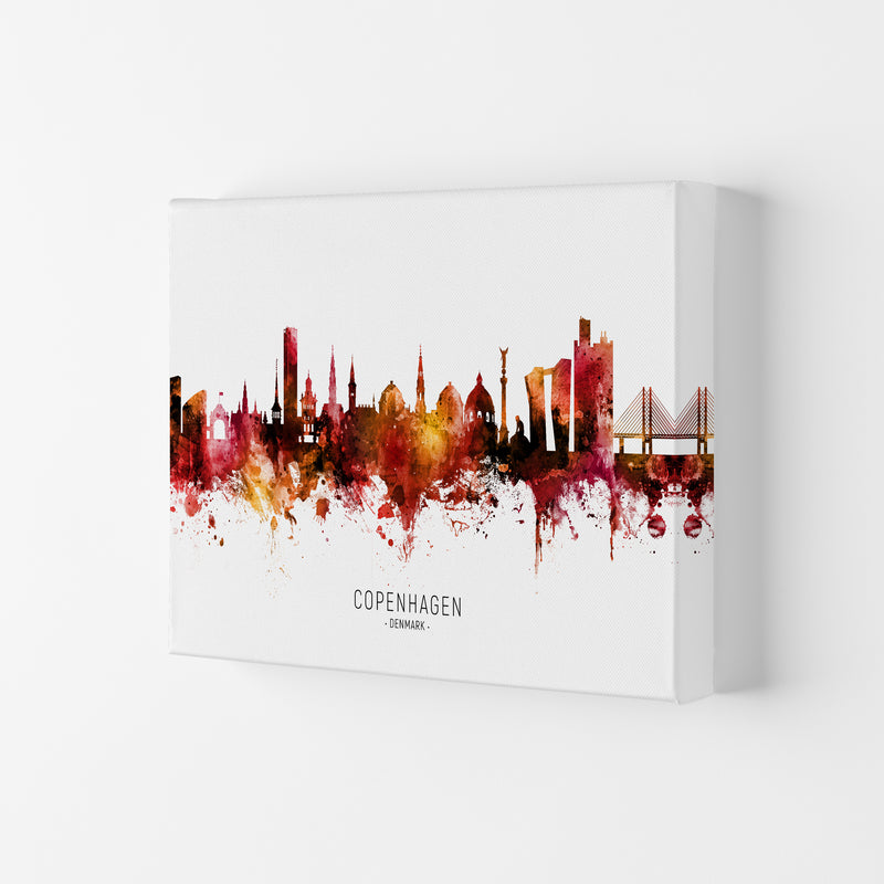 Copenhagen Denmark Skyline Red City Name  by Michael Tompsett Canvas