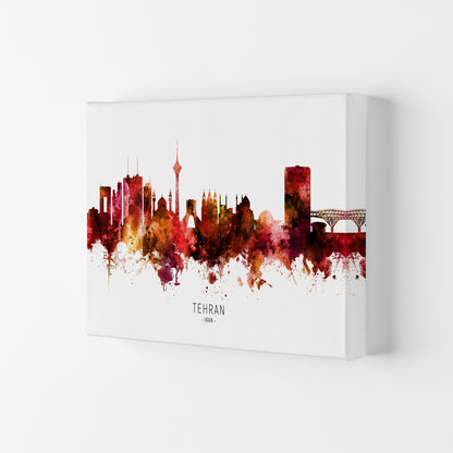 Tehran Iran Skyline Red City Name Print by Michael Tompsett Canvas