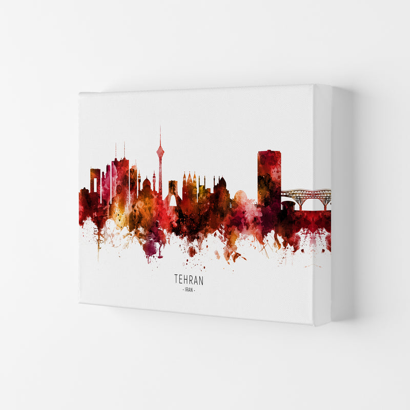 Tehran Iran Skyline Red City Name Print by Michael Tompsett Canvas