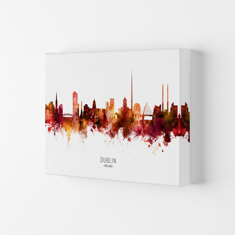 Dublin Ireland Skyline Red City Name  by Michael Tompsett Canvas