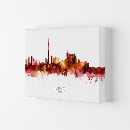Toronto Canada Skyline Red City Name  by Michael Tompsett Canvas