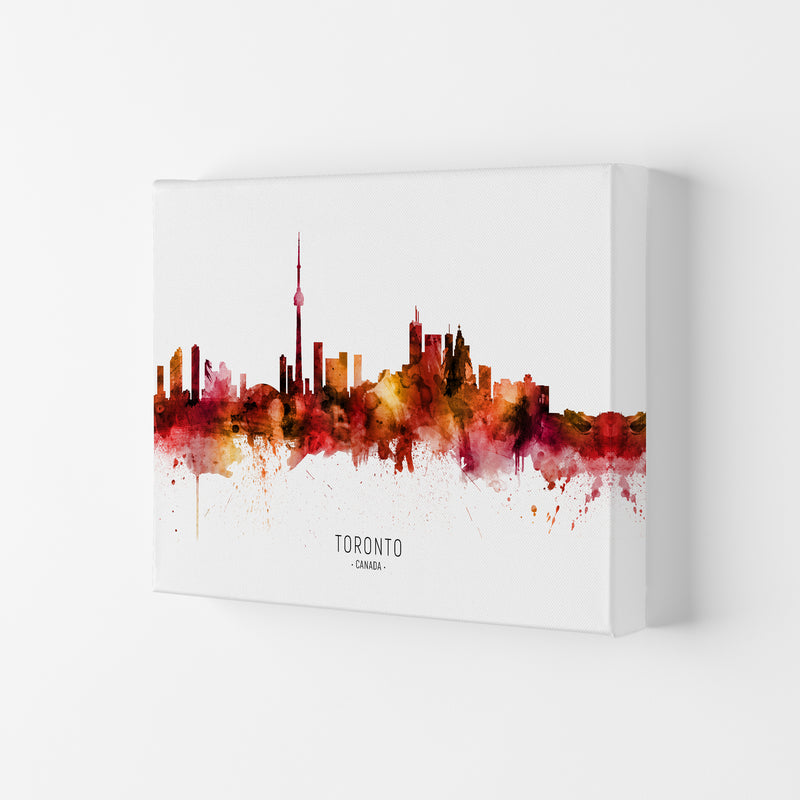 Toronto Canada Skyline Red City Name  by Michael Tompsett Canvas