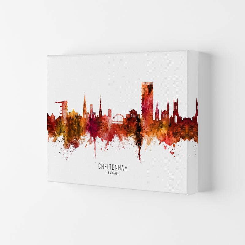 Cheltenham England Skyline Red City Name  by Michael Tompsett Canvas